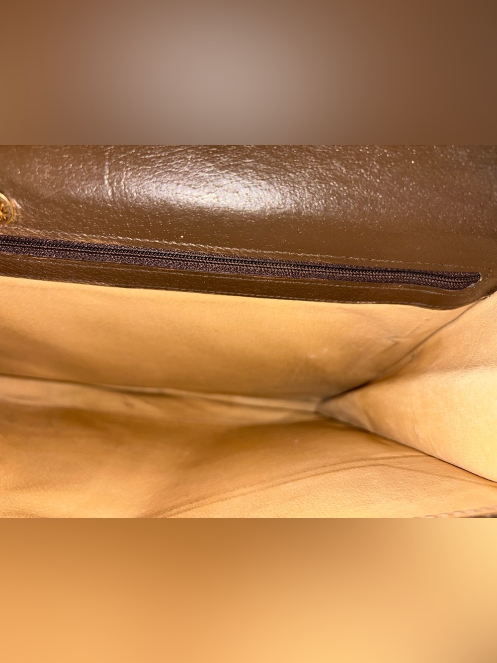 Gucci Brown Leather Briefcase Clutch with Gold Lock - Picture 6 of 9